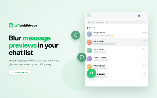 Blur for WhatsApp Web - Hide Names, Photos & Chats :: One click to blur contact names, photos and chat messages on WhatsApp Web. Anti screen & status spying — hover to reveal.
