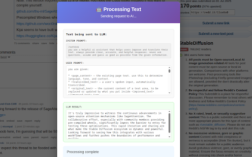LLM Correct Extension :: AI-powered text generation and correction extension with voice input