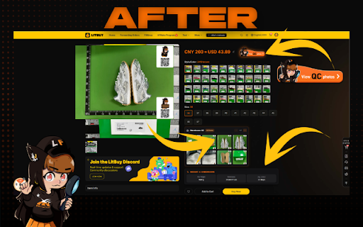 Litfinds Rep Multi-Tool :: Shopping companion for LitFinds & LitBuy: converts prices, views warehouse QC photos, redirects links, and bypasses popups.