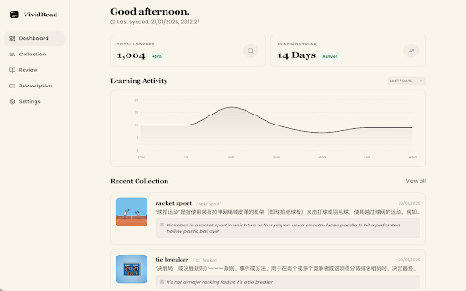 VividRead: AI Visual English Translator & Dictionary for YouTube & Web :: Learn English while watching YouTube & browsing the web. Context-aware translator and dictionary with images and pronunciation.
