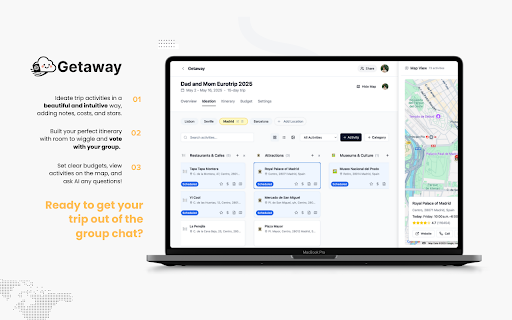 Getaway :: Add places directly from Google Maps to your Getaway trips.