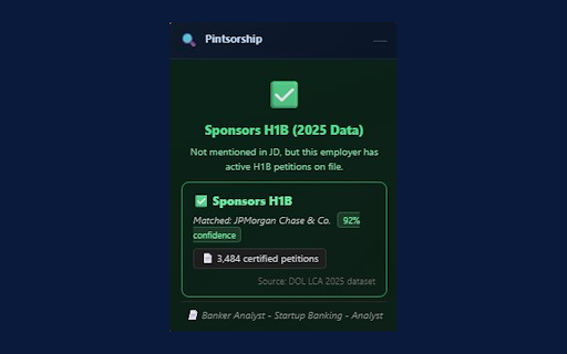 Pintsorship :: Your H1-B and E-verify filter for LinkedIn Job Postings