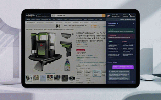 TruthSeeker: Amazon AI Assistant :: Analyze Amazon products with AI, summarize reviews, find better deals, and chat with an AI shopping assistant.