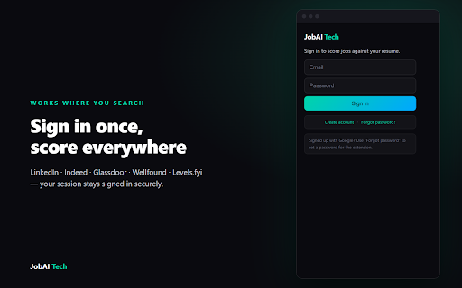 JobAI Tech :: Score any job posting against your resume and save it for later — instantly.