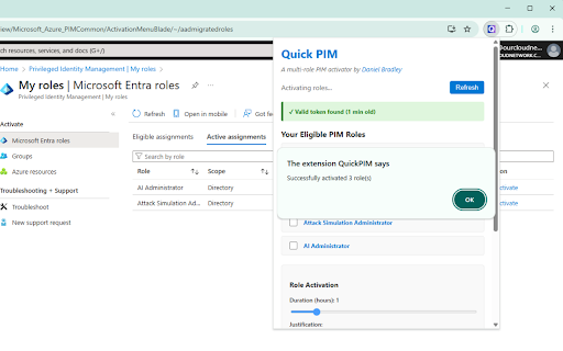 QuickPIM :: Quickly view, select and activate multiple PIM roles at once.