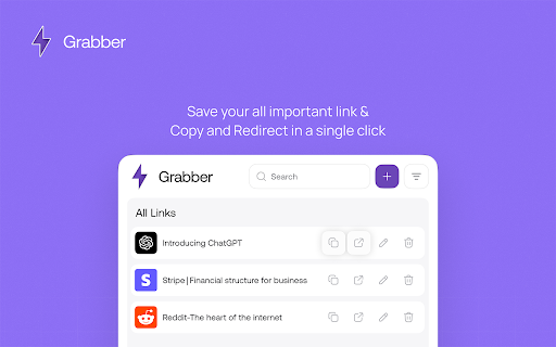 Grabber - Save & find links fast ( A Bookmark Alternative ) :: Grabber is a smarter bookmark alternative to save, tag, and organize links. Build swipe files, team libraries, or read-it-later hubs