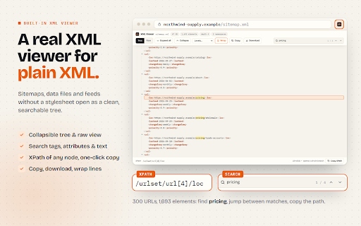 XSLT Browser Support - XSLT Polyfill, XML Viewer & Tester :: An XSLT polyfill for Chrome: renders styled XML, RSS feeds and sitemaps, restores XSLTProcessor, plus an XML viewer and XSLT tester.
