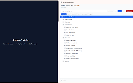 Semantic Navigator :: Navigate and interact with web pages through their semantic tree structure. Experience the web the way assistive technology does.