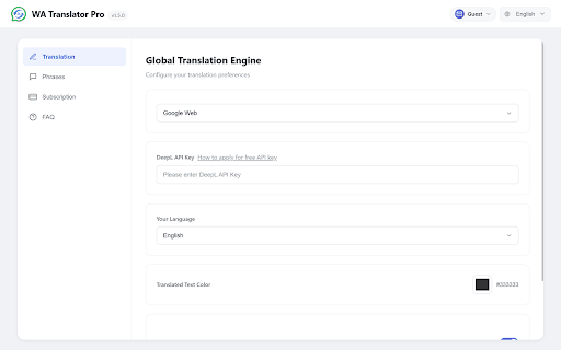 WhatsApp Translator Pro :: AI-powered WhatsApp translator. Auto-detect language, quick phrases, voice translation, real-time translation, 200+ languages.
