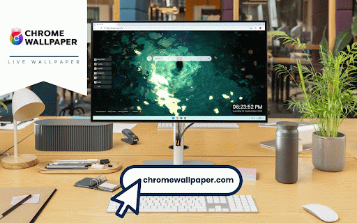 Cat In The Swamp Live Wallpaper :: Mystical black cat guardian standing in luminous turquoise swamp portal with magic.