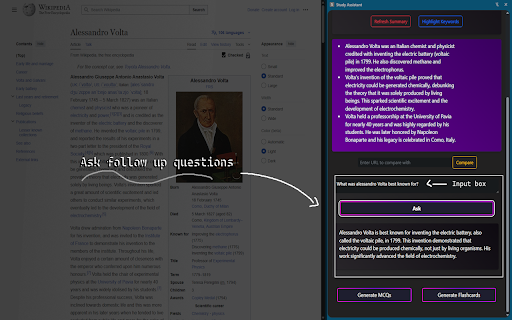 Study Assistant :: Get a short summary of webpage content using Chrome's built-in summarization API.