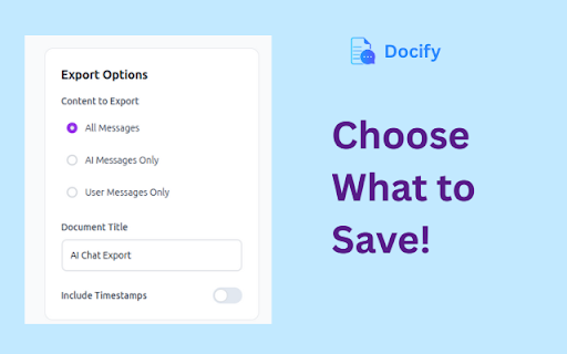 Docify – Export Your AI Chats :: The easiest way to save, export, and format your AI chat conversations.