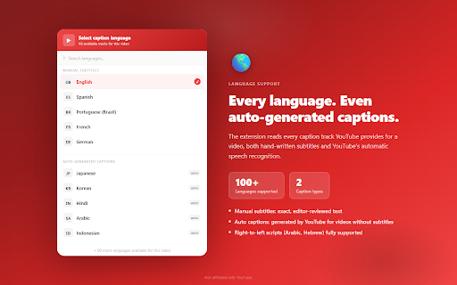 YouTube Subtitle Downloader - SRT, VTT, TXT :: YouTube subtitle downloader: save captions as SRT, VTT, or TXT. Works on auto-generated captions. No ads, no signup, no redirects.