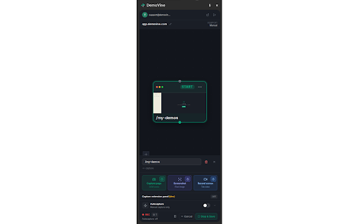 DemoVine :: Record clickable, interactive demos of any web app. Capture scenes as you click, arrange them into flows, and share with a link.