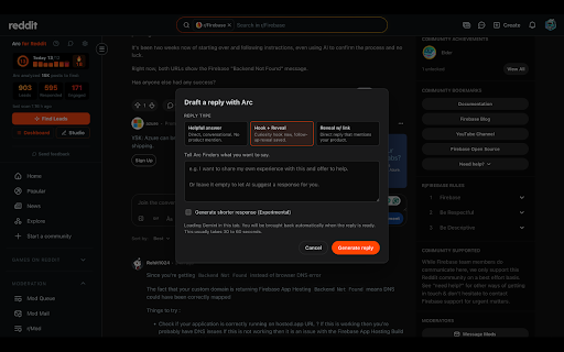 Arc Finders - Launch your product on Reddit :: Launch your product on Reddit the right way. Find communities, craft rule-compliant posts, and join conversations organically.