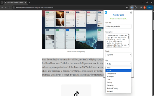 Trello Quick Add :: Easily add tasks to your Trello boards from your browser with a simple and quick interface.
