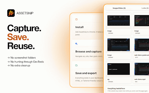 AssetSnip :: Extract images, SVGs, videos, colors, fonts, and Lottie animations from any website