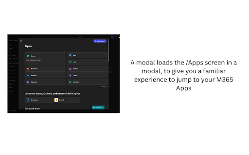 M365 Waffle Menu :: Restores a classic waffle menu to the M365 navigation bar for quick access to all apps.
