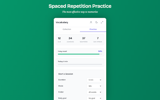 Voca-Voca: English Vocabulary Builder, Dictionary & Flashcards :: Grow your English vocabulary as you read. Highlight any word for instant definitions, pronunciation, and spaced-repetition review.
