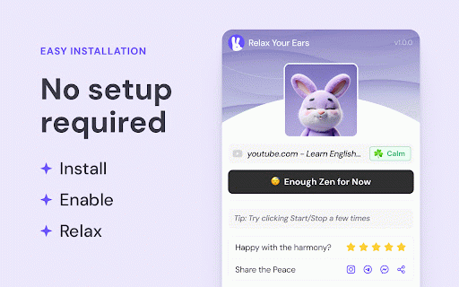 Relax Your Ears - AI Audio Enhancer for Chrome Tabs :: AI noise cancellation for Chrome tabs: mute crowds, traffic, keyboards — hear only voices in videos, meetings & podcasts.