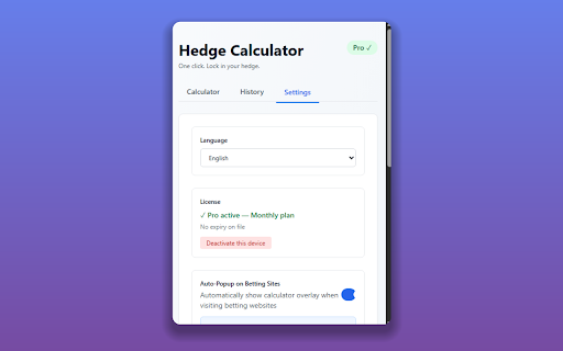 Hedge Calculator :: One-click matched-betting hedge calculator. Enter back odds + stake and a lay/hedge quote to lock in your guaranteed result.