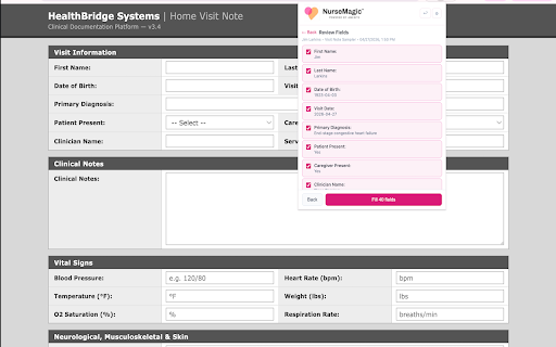 NurseMagic™ :: Securely fill healthcare forms with patient data from NurseMagic™.