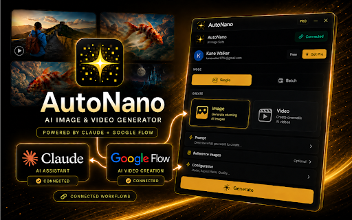 AutoNano – AI Batch Generator for Google Flow | Nano Banana & Veo :: AI batch generator for Google Flow. Nano Banana, Imagen 4 & Veo — plus MCP support to automate workflows via Claude.