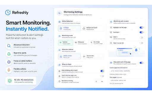 Refreshly — Free Auto Refresh & Page Monitor :: Auto-refresh & monitor any page for keywords, changes & stock. Get instant alerts. Schedule refresh. FREE , NO SIGNUP.