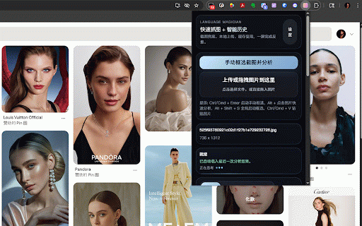 Language Magician :: Turn web images into bilingual prompts with Natural, Keyword, Structured, and JSON workflow outputs.