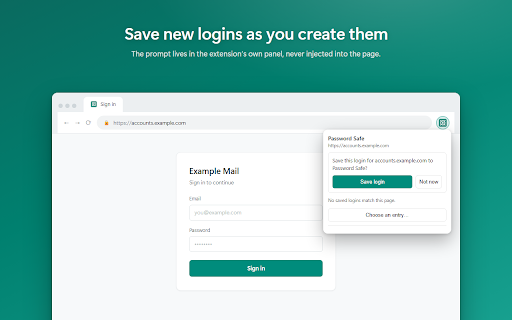 Password Safe :: Fill logins from your Password Safe vault. Requires the Password Safe app for Windows.