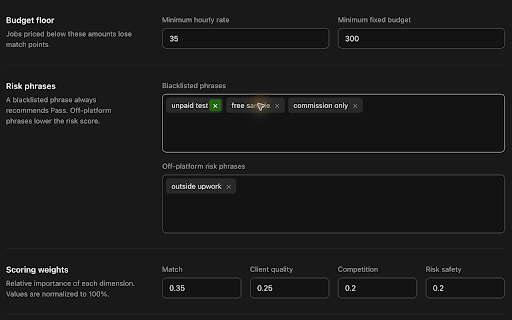 Upwork Enhancer :: Evaluate Upwork opportunities in context with local scoring and optional AI assistance.