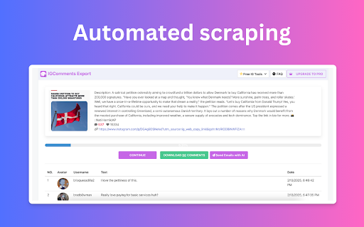 Comments Export - Post Comments Exporter and Scraper for Ins :: Effortlessly export Instagram comments to CSV for easy giveaway management!