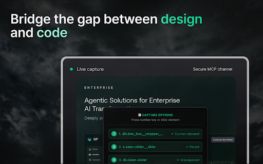 Web to MCP: Import any website components to Cursor or Claude Code :: A Chrome extension that captures website components and sends them to AI coding assistants like Cursor, Claude Code, Codex, etc