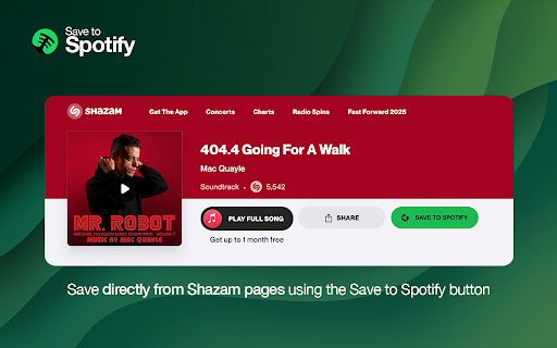 Save To Spotify :: Save the currently playing song from popular music sites to your Spotify playlists or Liked Songs.