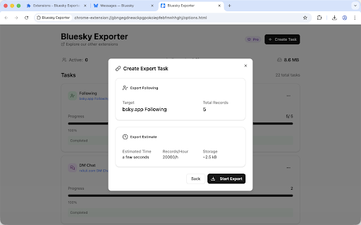 Bluesky Exporter :: Export your Bluesky data - followers, following, posts, likes and more