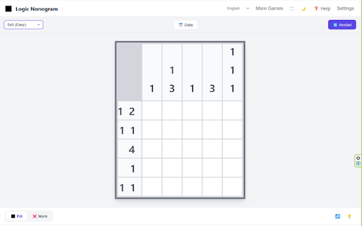 Infinite Nonogram & Daily Puzzles :: Master infinite Nonogram puzzles! Daily challenges, smart hints & dark mode. Pure logic, no guessing.