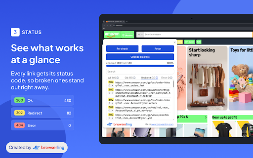Browserling Link Checker – Page Link Auditor :: Collect links on a webpage and check their HTTP statuses. Monitor, filter, and export results directly in your browser.