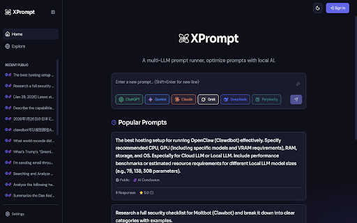 XPrompt - Multi-AI Prompt Runner: ChatGPT, Gemini, Claude, Grok :: Multi-LLM prompt runner without API keys. Send one prompt to ChatGPT, Gemini, Claude, Grok etc.