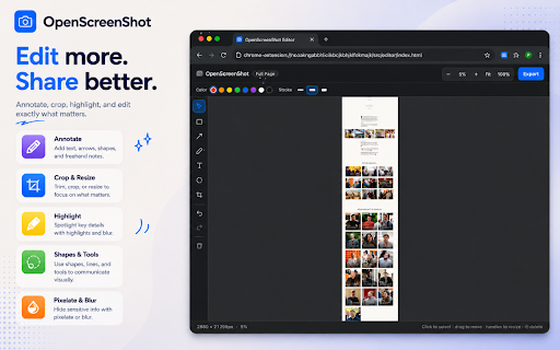 OpenScreenShot - Full Page Screenshot :: Open-source screenshot tool — full-page, region, and visible-area capture with annotation and PDF export.