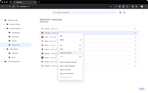 Gridmarks :: A Chrome-like bookmark surface with a denser Opera-style grid layout.