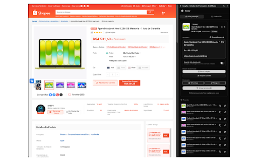 Easyfy - Criador de Promoções de Afiliado :: Crie e envie promoções de afiliado da página do produto: detecção automática, descrição por IA e envio no WhatsApp e Telegram.