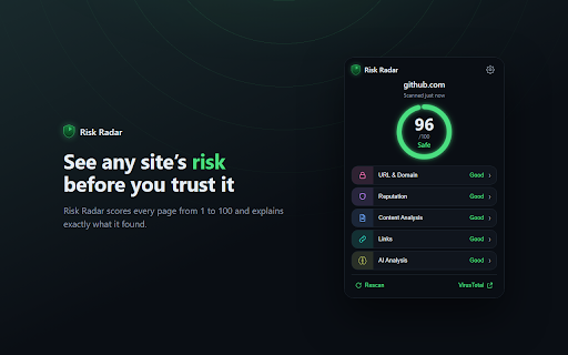 Risk Radar :: Analyzes website trustworthiness and risk while browsing, detecting phishing, social engineering, and manipulative content.