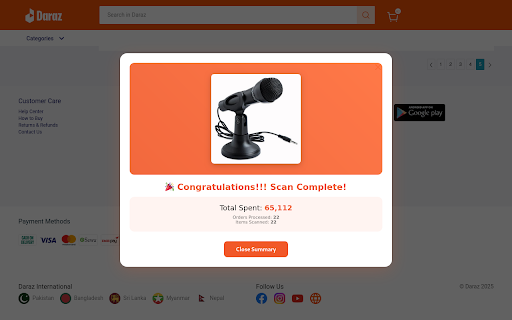 Daraz Spend Lens :: Easily scan your Daraz purchase history and see your total spending in one place. Clear, simple, and stress-free shopping insights.