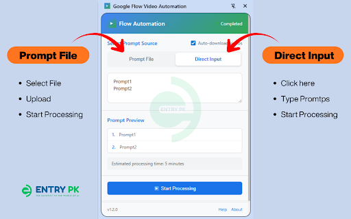 Google Flow Video Automation :: Automate video generation on Google Flow with batch prompt processing on any domain.