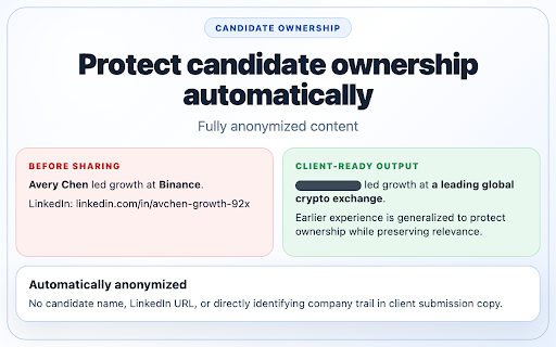 Candidate Brief for LinkedIn Recruiters :: Turn LinkedIn profiles into client-ready candidate submissions in seconds — no rewriting, no ownership risk. Built for recruiters.