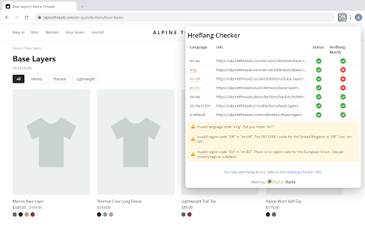 Hreflang Checker :: Quickly check hreflang tags on webpages for SEO. Validate return links, language codes, canonical URLs, and detect geo-IP redirects.