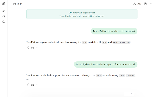 ChatGPT Long Conversation Toolkit :: Control, collapse, and manage long ChatGPT conversations.