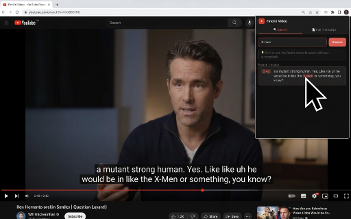 Find in Video — Search YouTube :: Search any word or phrase inside YouTube videos and jump to the exact moment. Copy or export the full transcript with timestamps.
