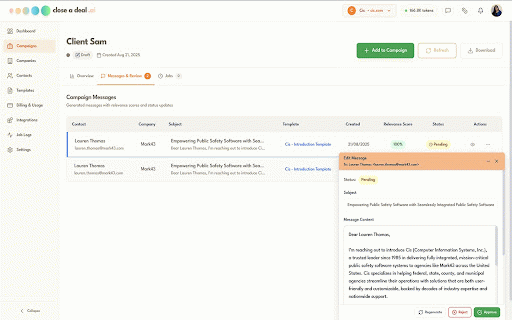 CloseADeal Assistant :: Extract contacts and generate personalized messages directly from LinkedIn and company websites