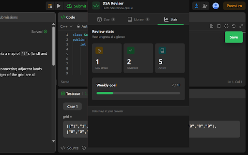 DSA Reviser - Spaced Repetition for LeetCode :: Never forget Data Structures & Algorithms with spaced repetition. Save LeetCode problems and revise based on your custom preference.